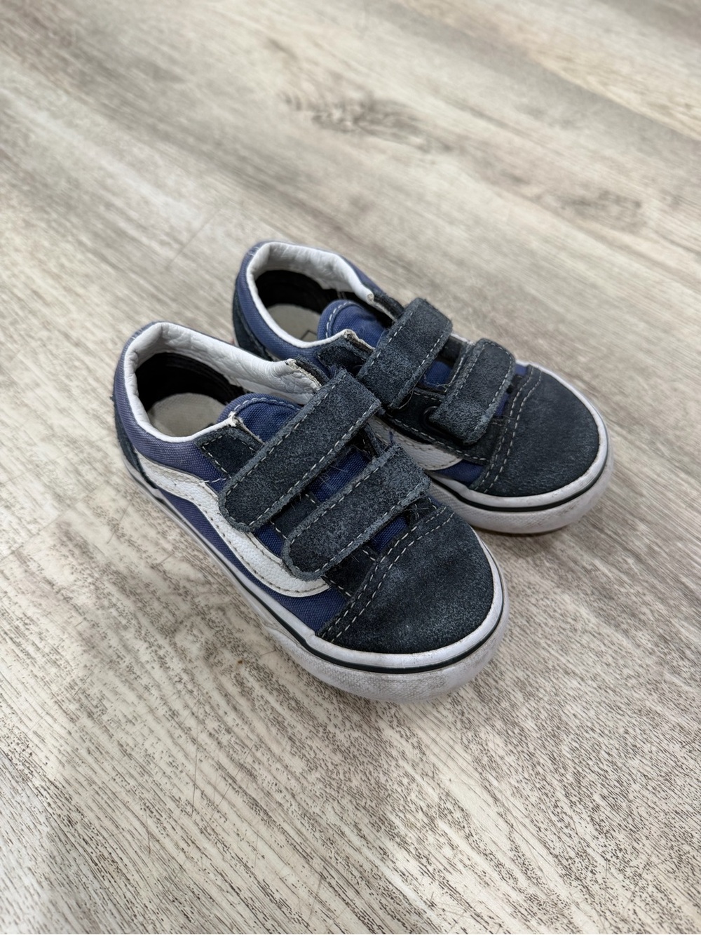 Vans Kids Navy and White Double Velcro Sneakers